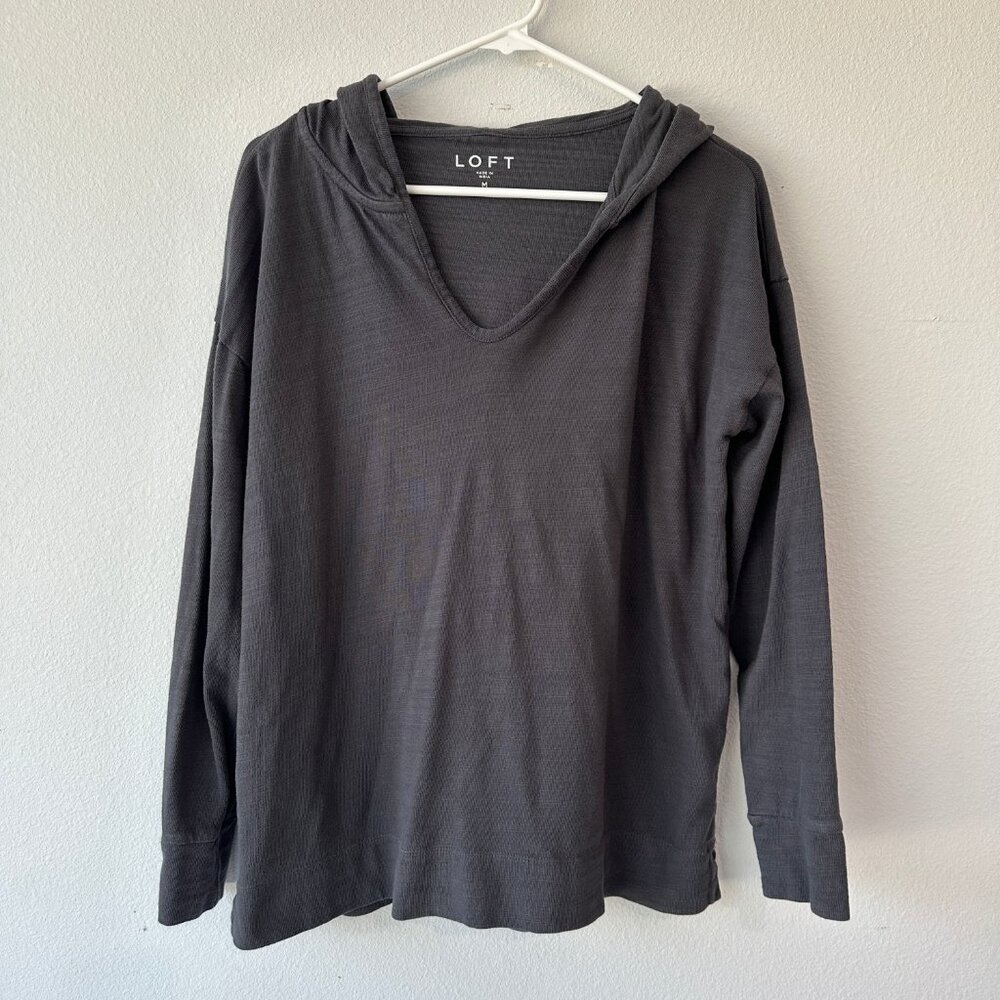 LOFT Dark Gray Hoodie Pullover Medium